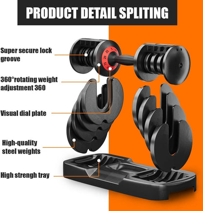 25LB 5 in 1 Single Adjustable Dumbbell Free Dumbbell Weight Adjust