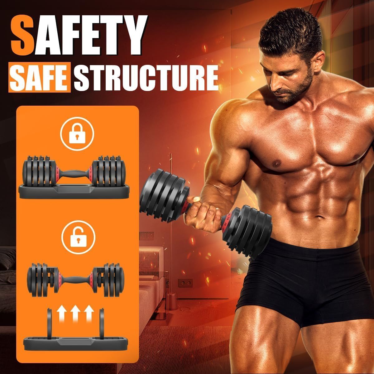 25LB 5 in 1 Single Adjustable Dumbbell Free Dumbbell Weight Adjust