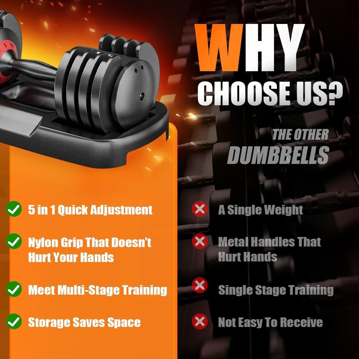 25LB 5 in 1 Single Adjustable Dumbbell Free Dumbbell Weight Adjust